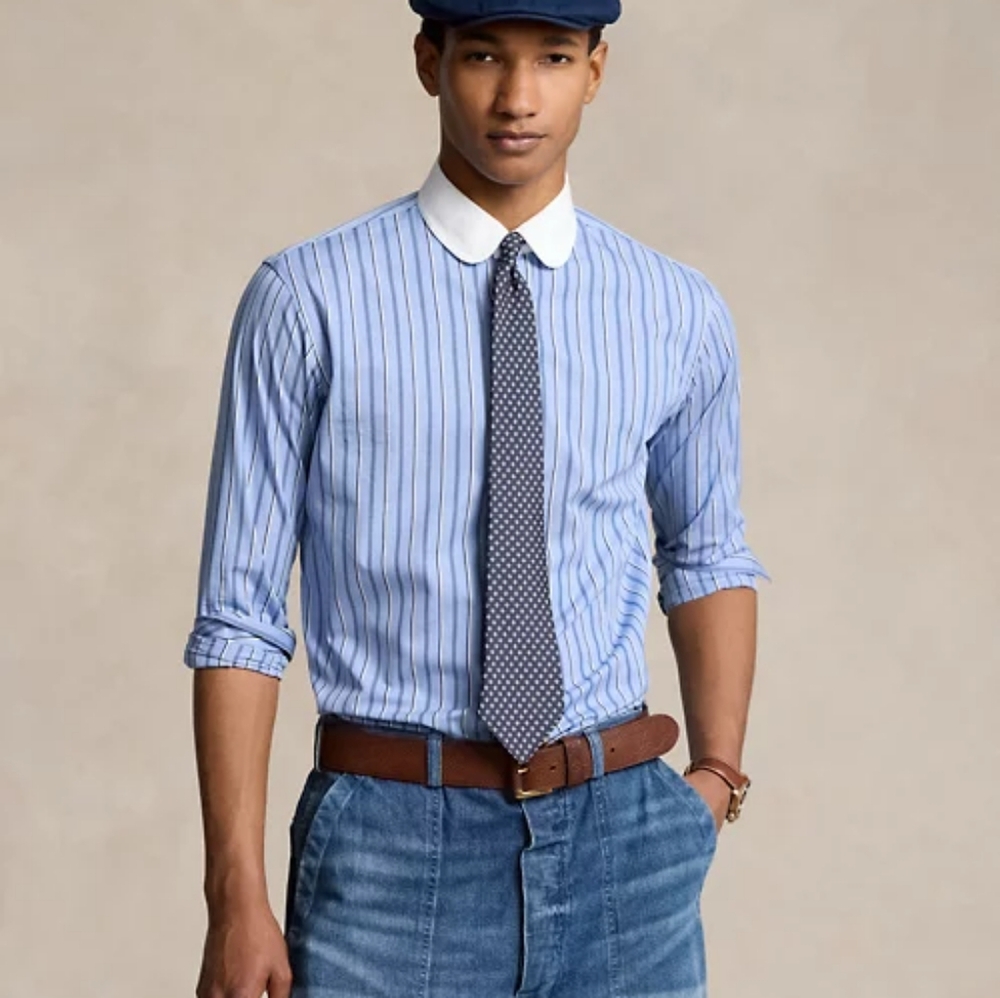 Brooks Brothers Club Collar Stripe Long Sleeve Shirt